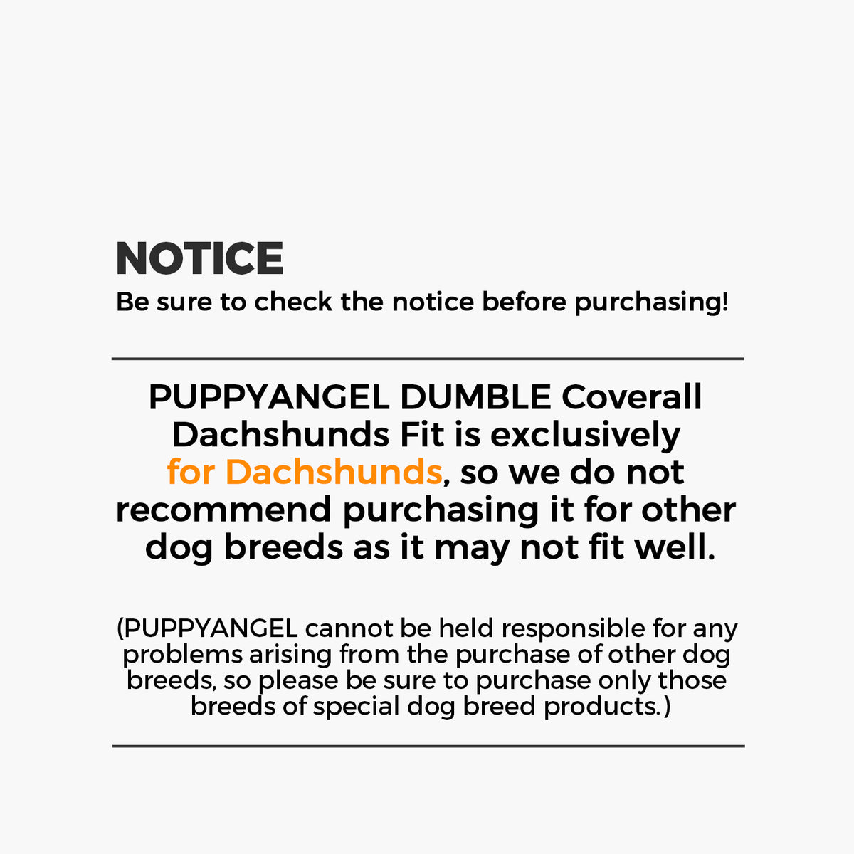 [PA-OR166] PUPPYANGEL DUMBLE BOA (BJ RONG) Coverall ( Dachshund Fit, For Unisex, M ~ 3XL)