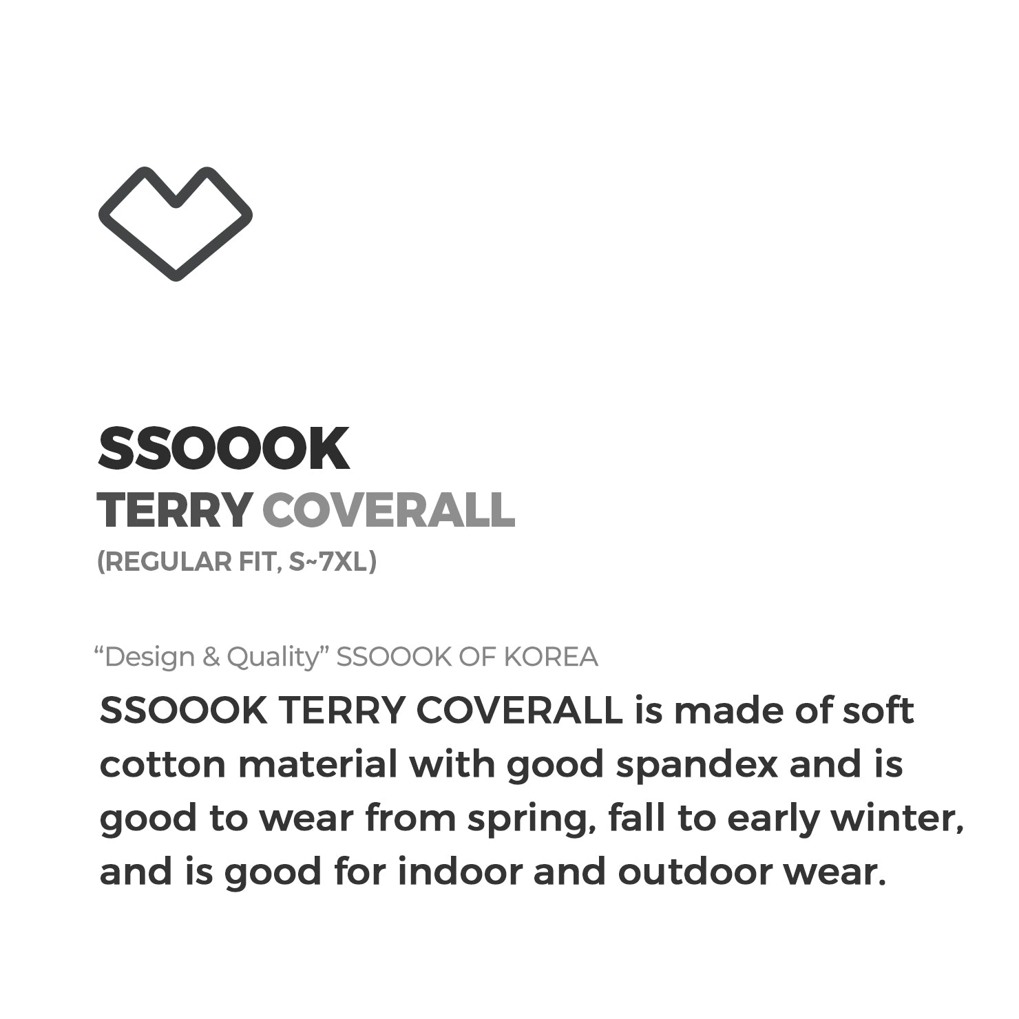 [SO-OR331] SSOOOK Terry Coverall (For Unisex) ( S ~ XL )