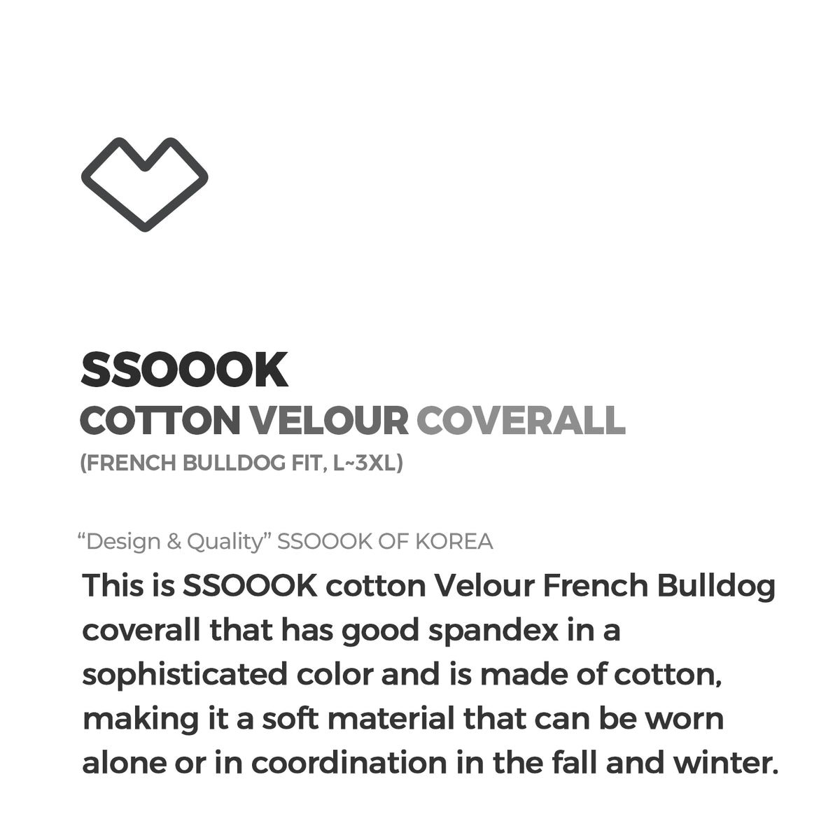 [SO-OR363] SSOOOK Cotton Velour Coverall (French Bulldog, For Unisex) ( L ~ 3XL )