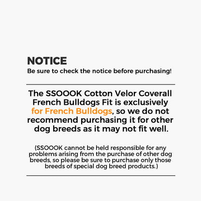 [SO-OR363] SSOOOK Cotton Velour Coverall (French Bulldog, For Unisex) ( L ~ 3XL )