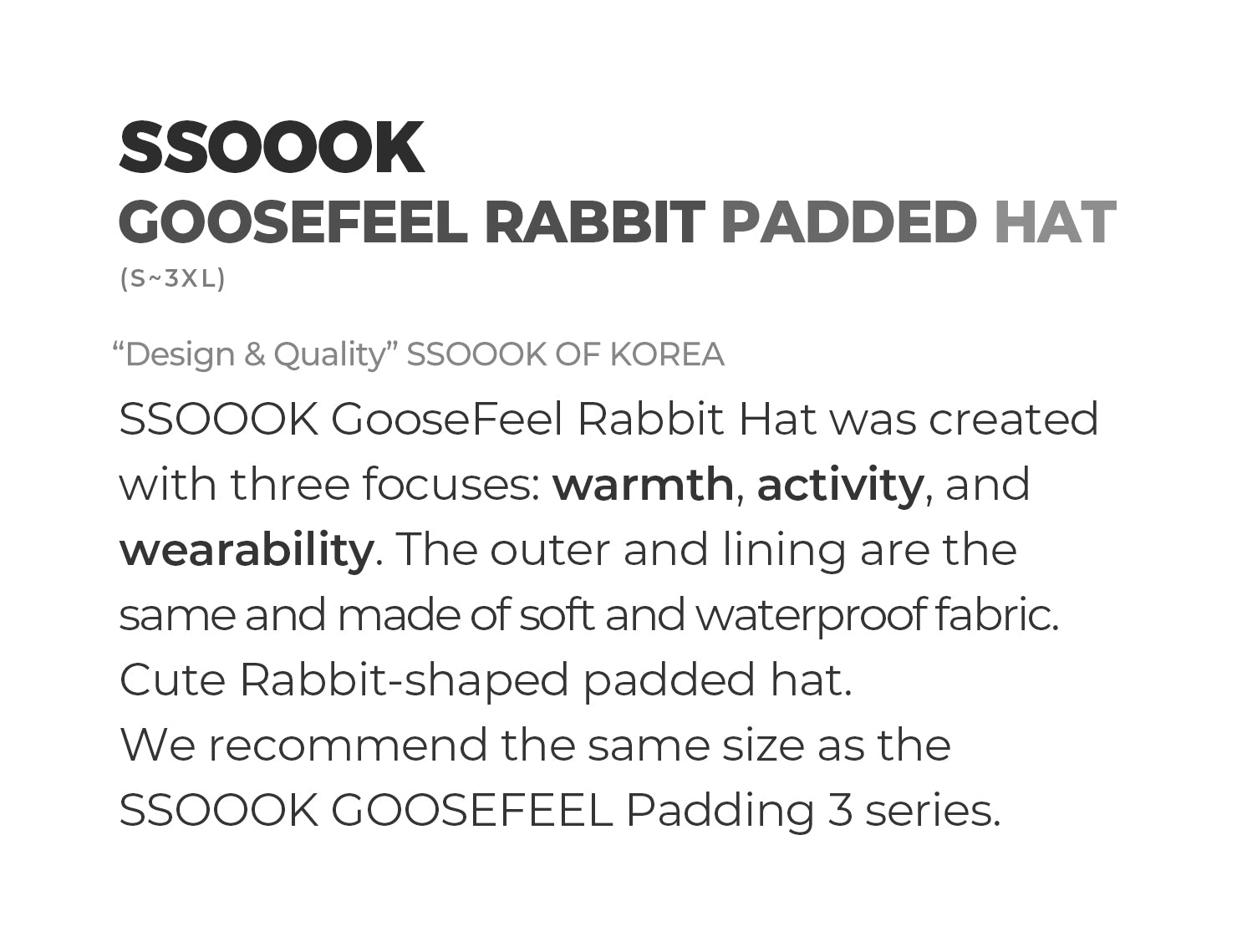 [SO-AC022] SSOOOK Goosefeel Rabbit Padded Hats