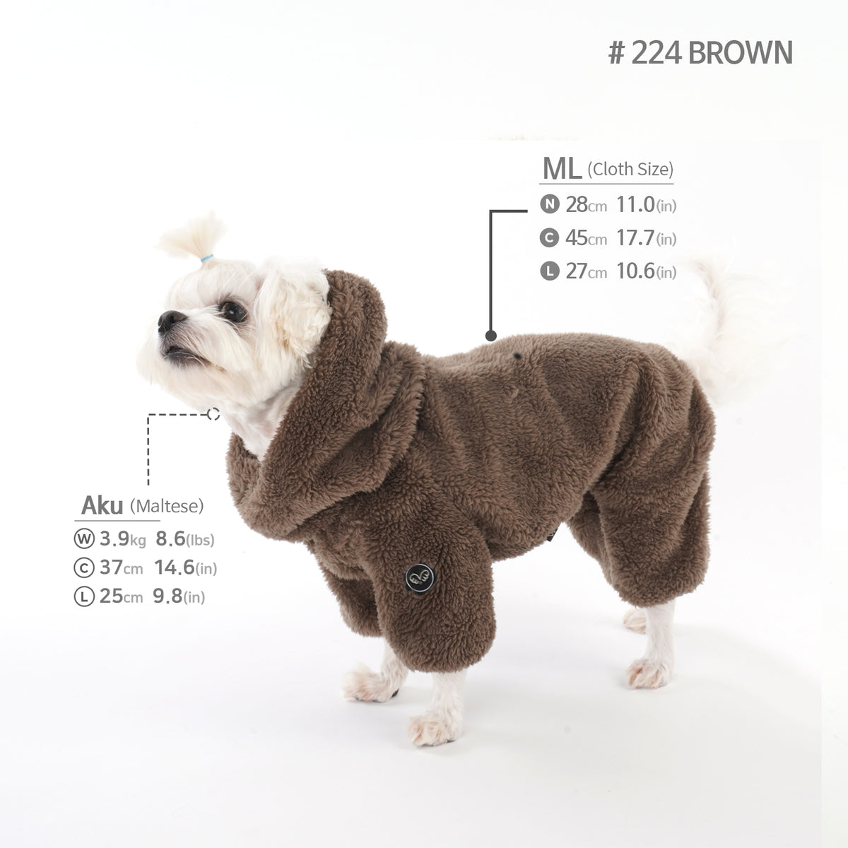 [PA-OR164] PUPPYANGEL DUMBLE BOA (BJ RONG) Coverall ( For Unisex, S ~ XL )
